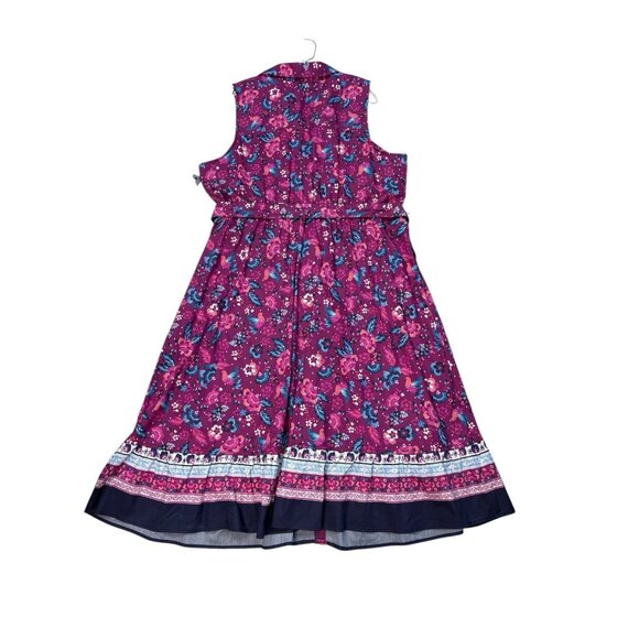 New Lane Bryant Shirt Dress Womens Plus 24 Floral Bird Print Cottagecore Coastal - Picture 4 of 8